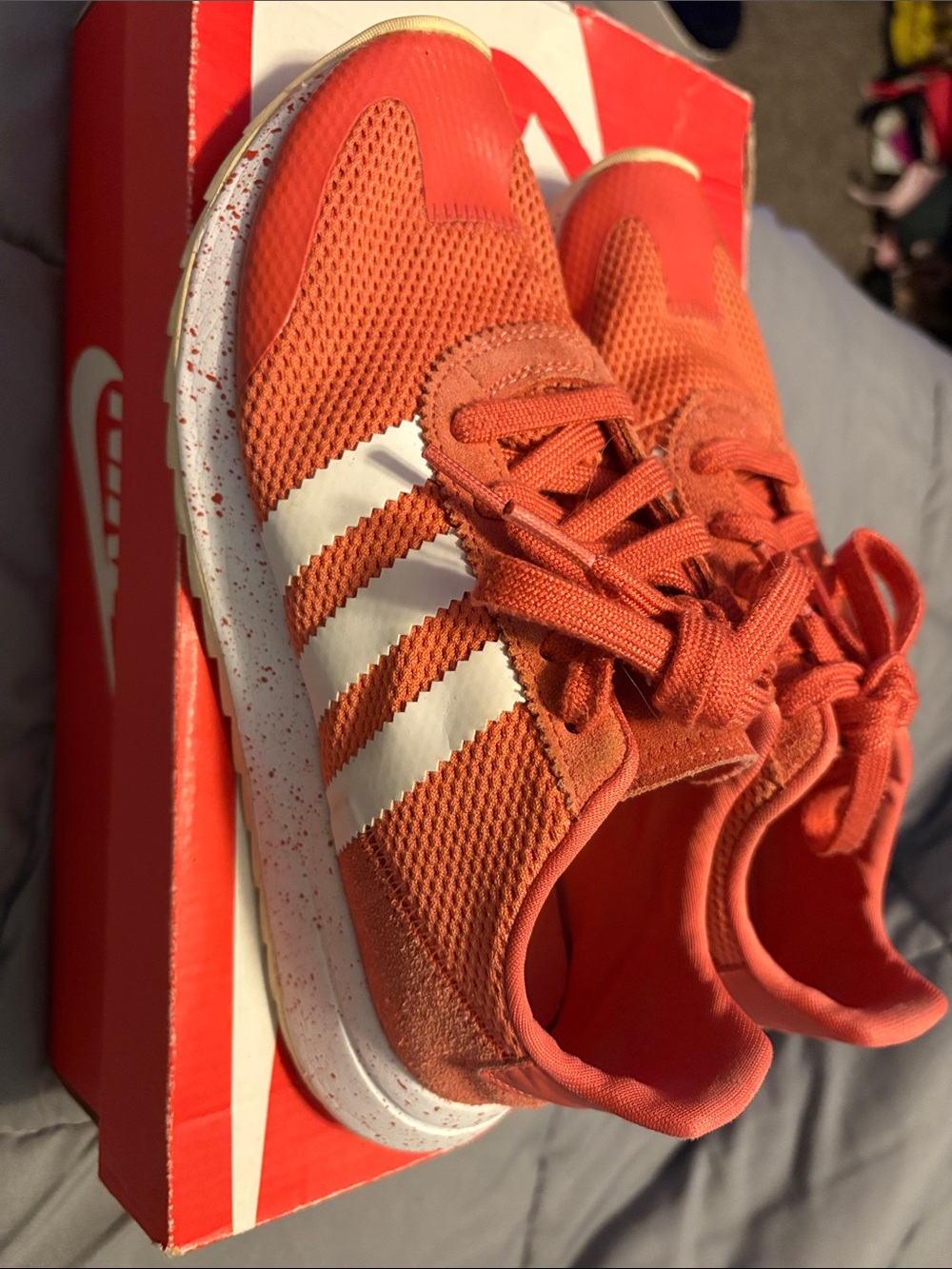 adidas Girls' Orange & White Casual Sneakers